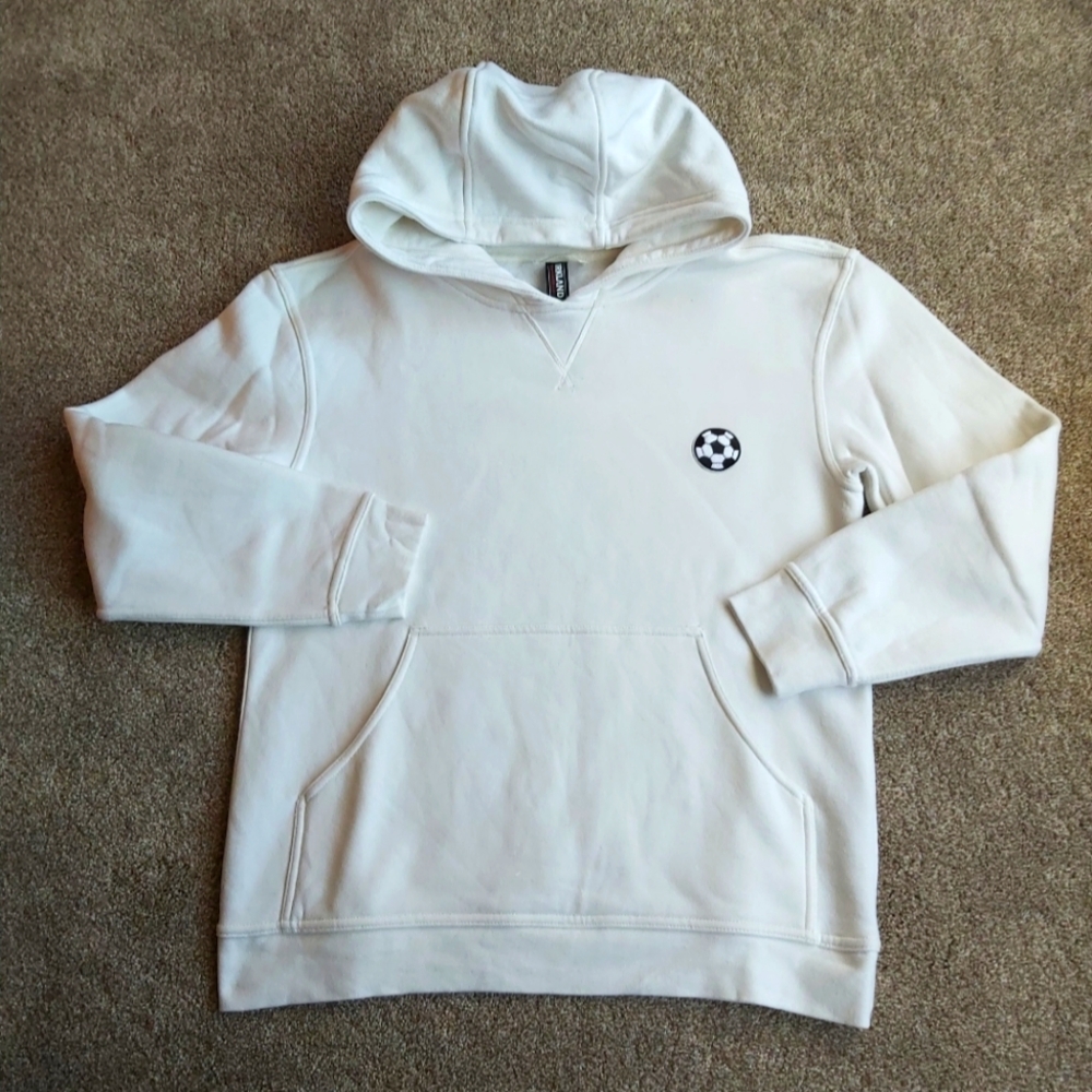 Cream Hoodie With Soccer Ball Patch Detail -BNWOT